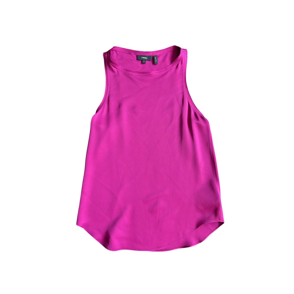 Theory Racer 2-Modern GGT Silk Tank Top Magenta Pink Sleeveless Women's Small